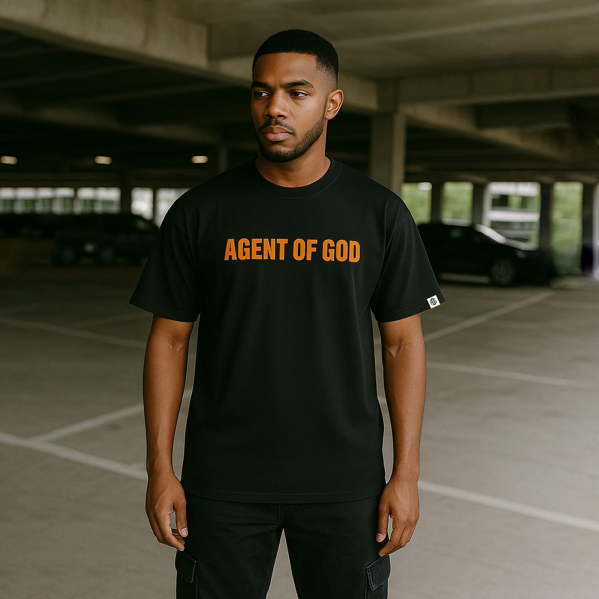 Agent of God T-shirt - Black / Orange