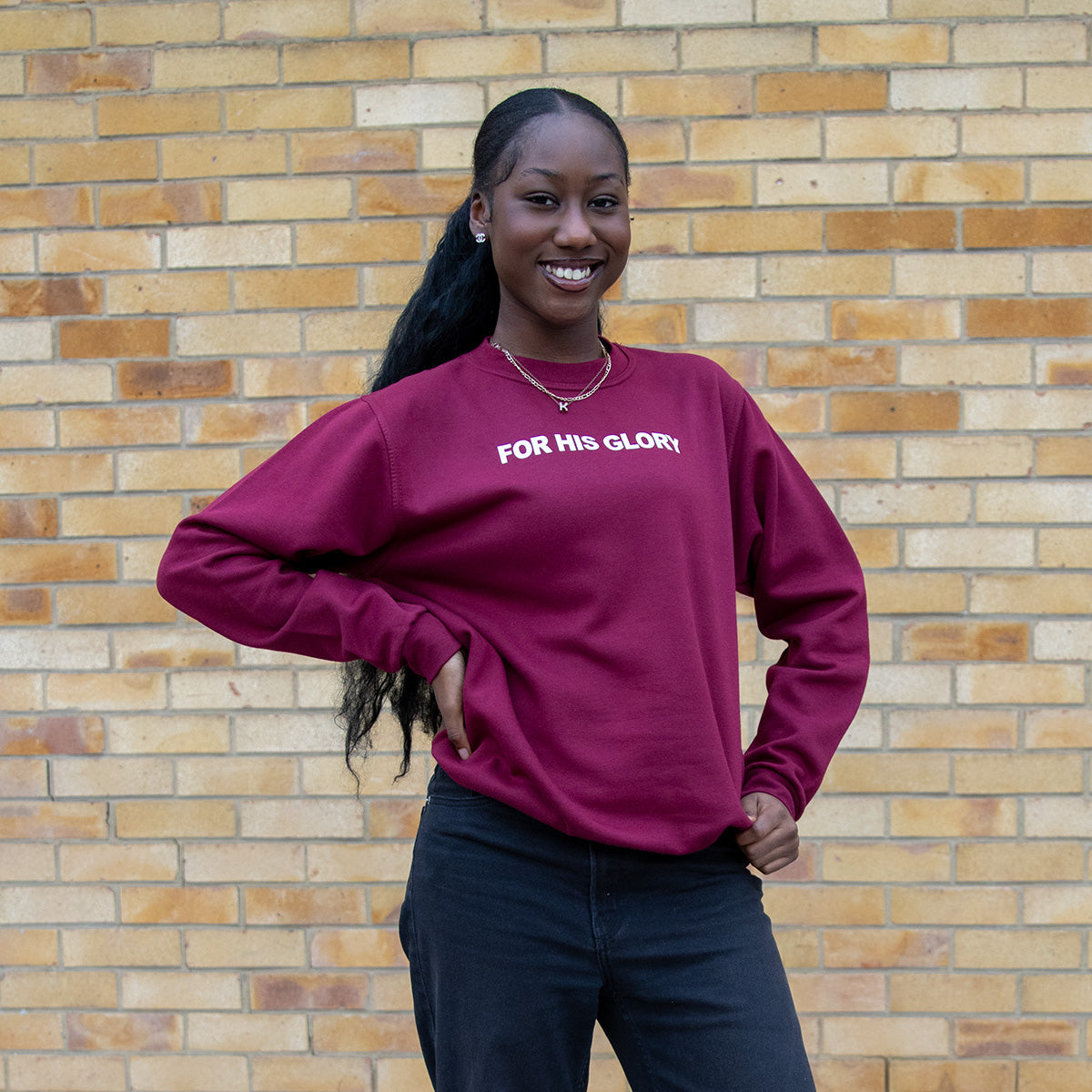 For His Glory Sweatshirt - Burgundy